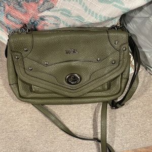 Green Coach crossbody with turn lock